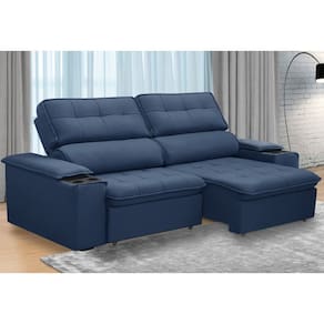 Sofá 4 Lugares Retrátil Reclinável 250cm Veludo Belfort Ferguile