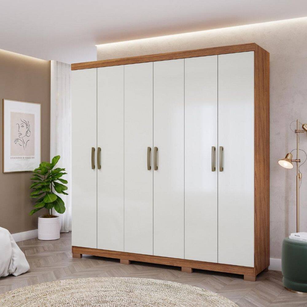 Guarda Roupa Casal com Pés 6 Portas 100MDF Clara Panan