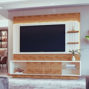 Painel Frisado para TV até 65 Polegadas com LED 2 Portas de Correr Guaiba Mobler