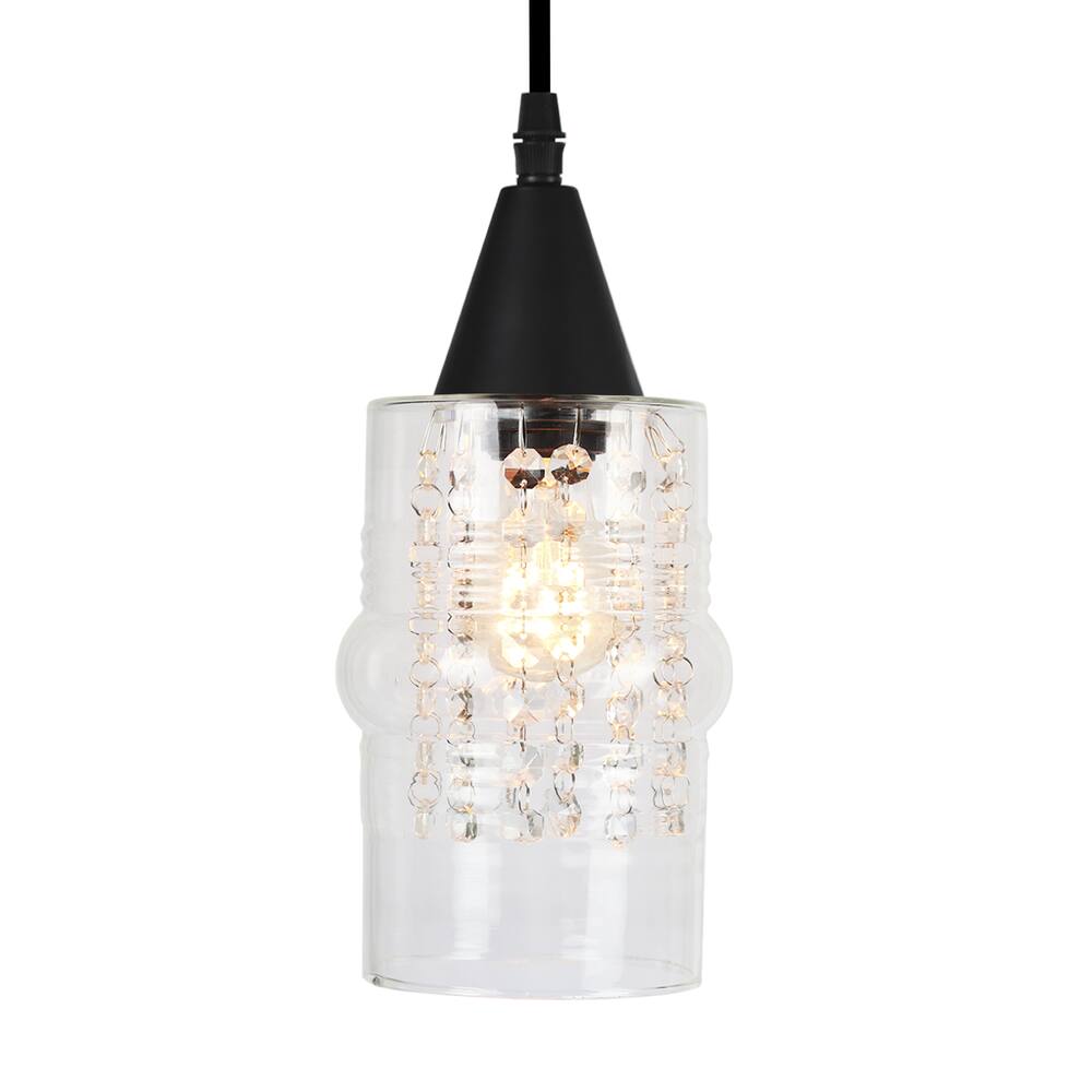 Lustre Pendente Taschibra Cristal Ali Liso E27 Transparente Bivolt Preto
