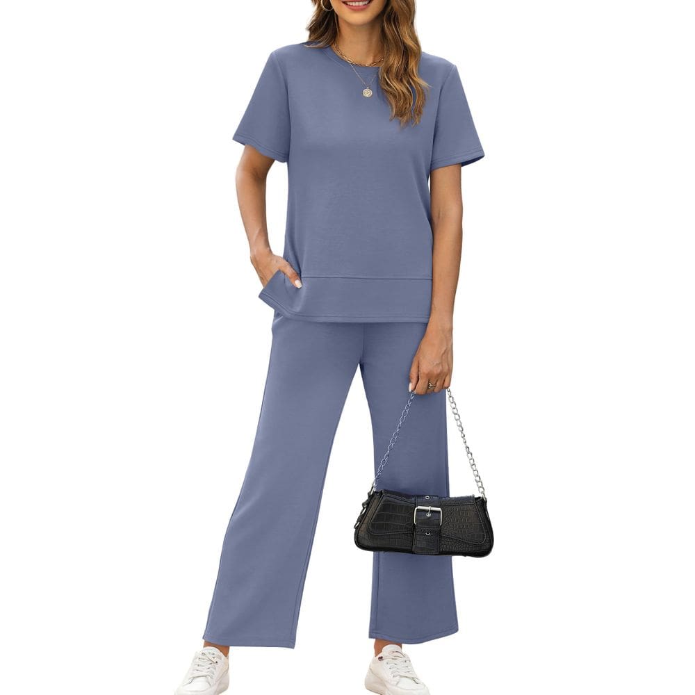 Roupas de viagem XIEERDUO de 2 peças para mulheres azuis XXL
