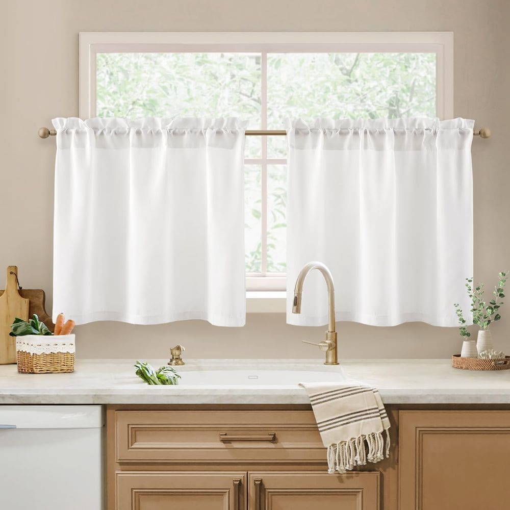 Cortinas transparentes HOMEIDEAS, brancas não transparentes, 30x60cm, 2 painéis