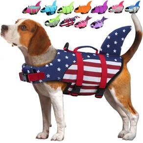 Colete salva-vidas para cães EMUST Large para natação XL FlagShark