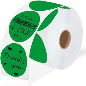 Etiquetas adesivas térmicas BricAbel de 4 polegadas Green Circle 300/Roll