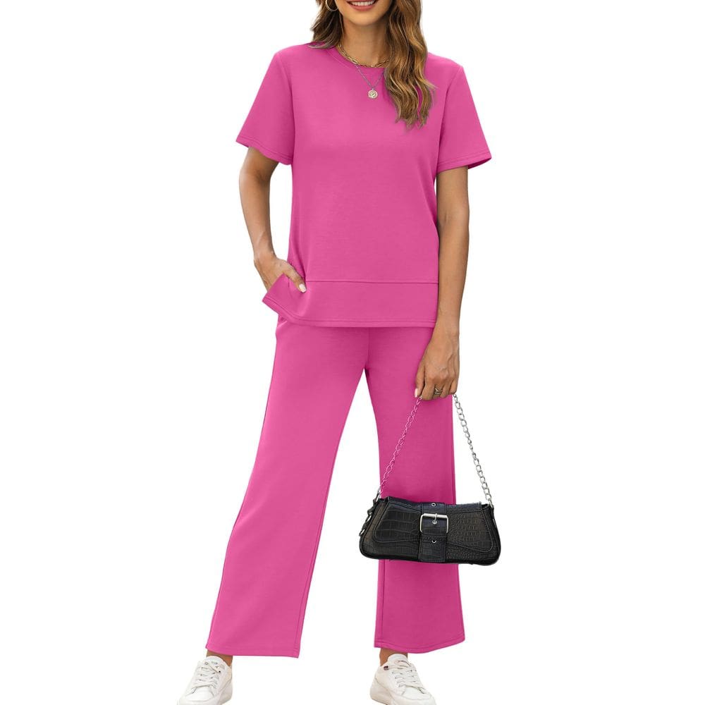 Conjunto de viagem feminino Outfit XIEERDUO de 2 peças rosa verão XXL
