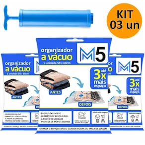 Kit 3 Saco A Vácuo 50X60Cm Organizador Hermético Mala Viagem