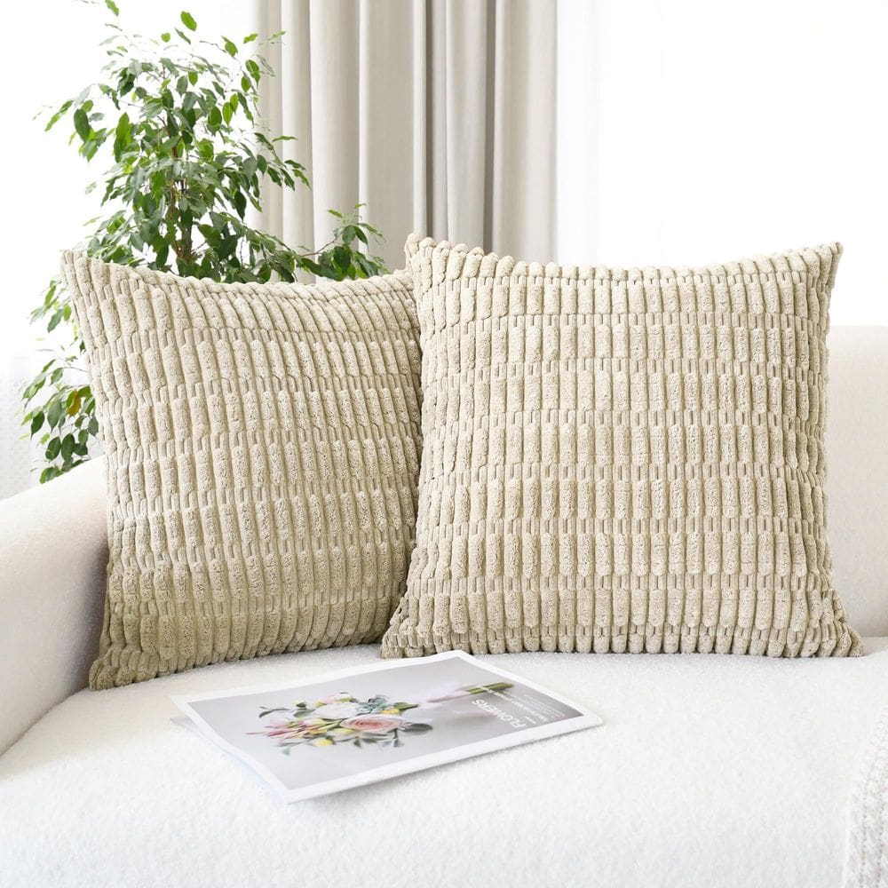 Capas de almofada CaliTime Comfy Corduroy Boho Listradas