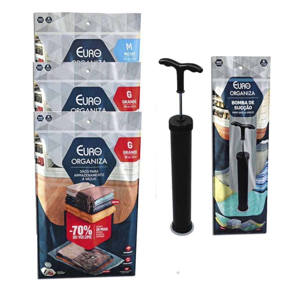 Kit 3 Sacos Organizadores A Vácuo + Bomba De Sucção Inclusa