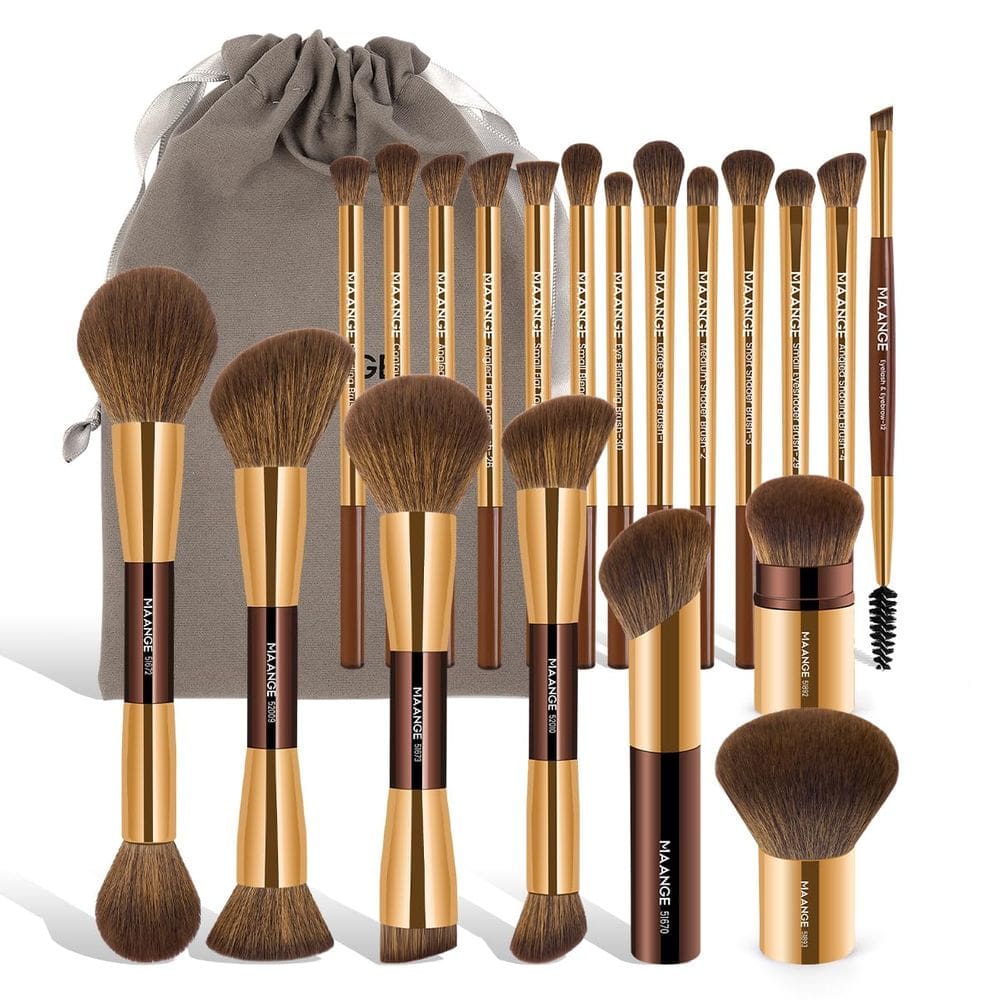 Conjunto de pincéis de maquiagem MAANGE Foundation 20 unidades Coffee Gold