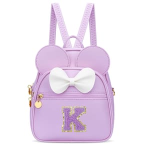 Mini mochila KKXIU Girls Initial Bowknot Purple Faux Leather