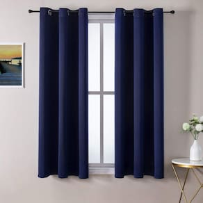 Cortinas de janela ChrisDowa Small, 102 cm de comprimento, quarto azul marinho