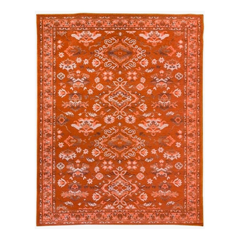 Tapete Sala Oriental 100X150 Cm Laranja Tijolo Sem Pelo