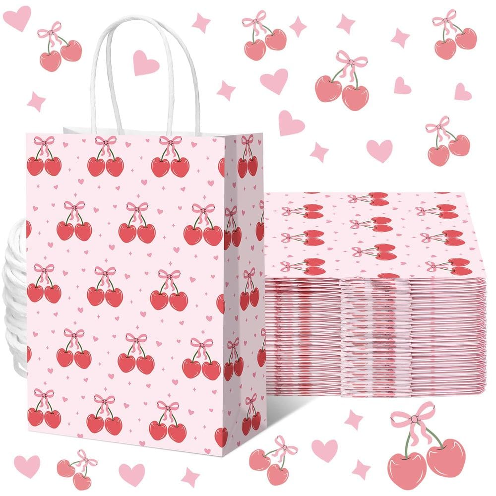 Sacos de presente Kolldenn Coquette Pink Bow Paper 16 unidades