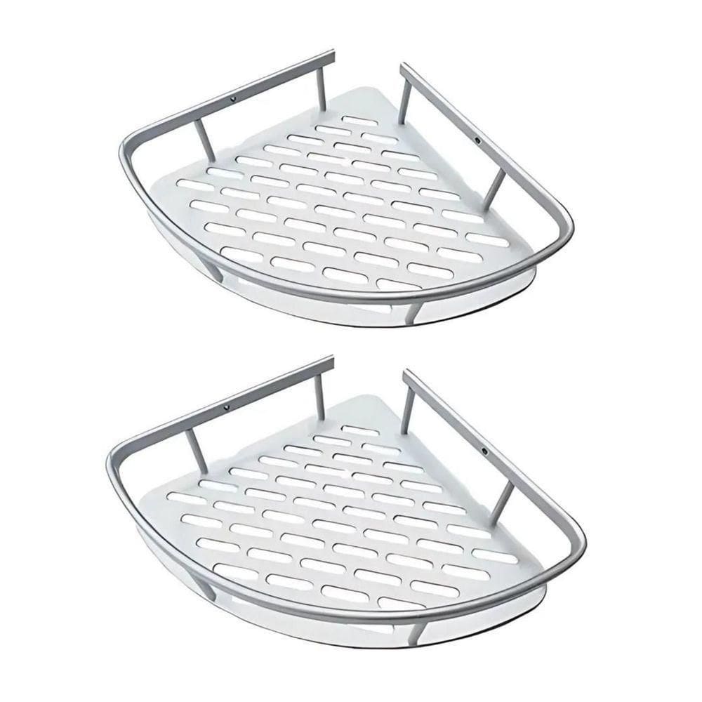 Suporte Organizador Shampoo Sabonete Banheiro Prata 2 Unidades