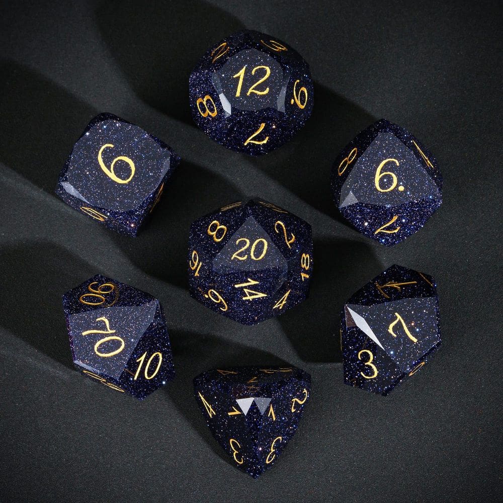 Conjunto de dados DND UDIXI Gemstone Blue Sandstone 7 unidades com estojo
