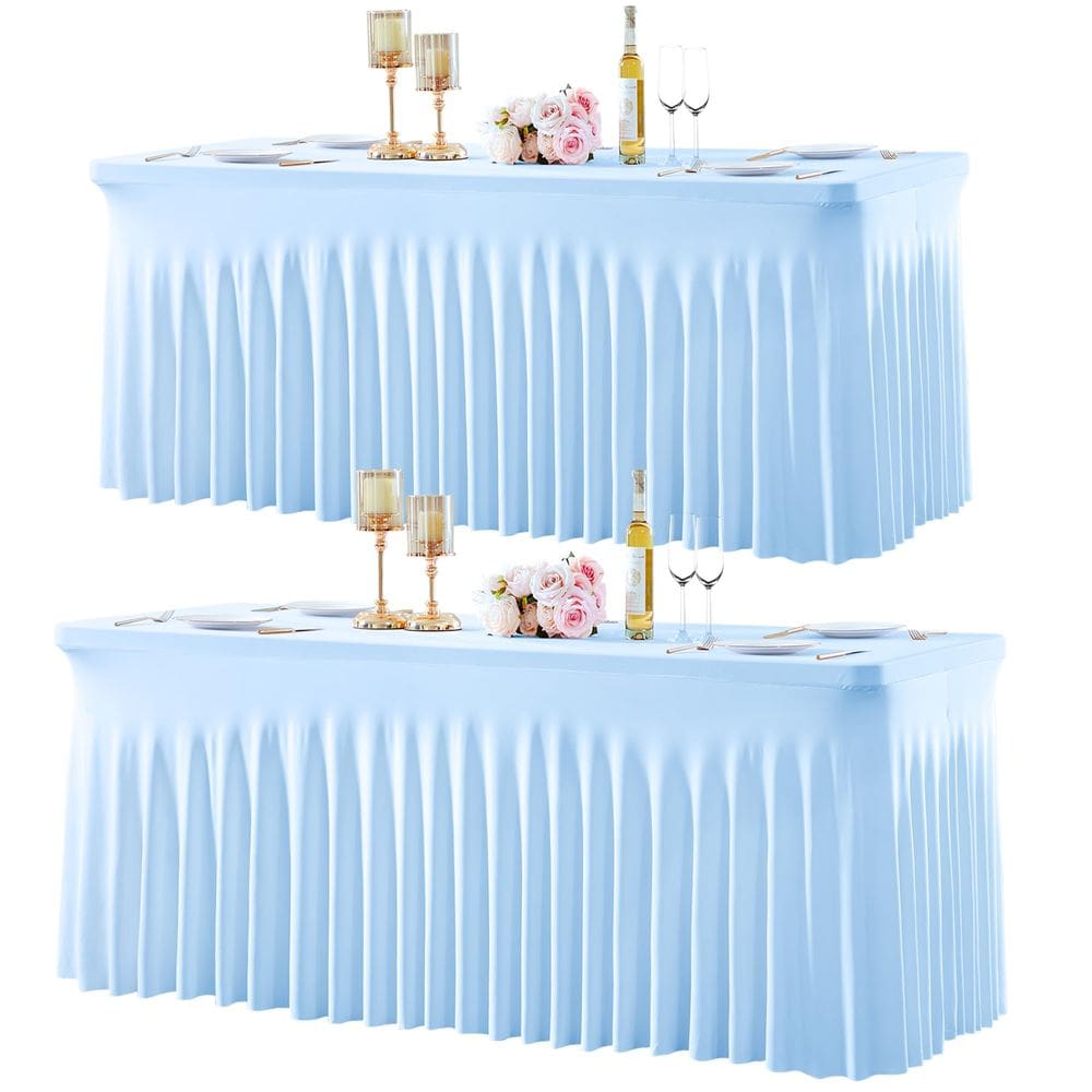 Toalha de mesa Gogoparti Spandex Baby Blue Retangular de 8 pés (pacote com 2)