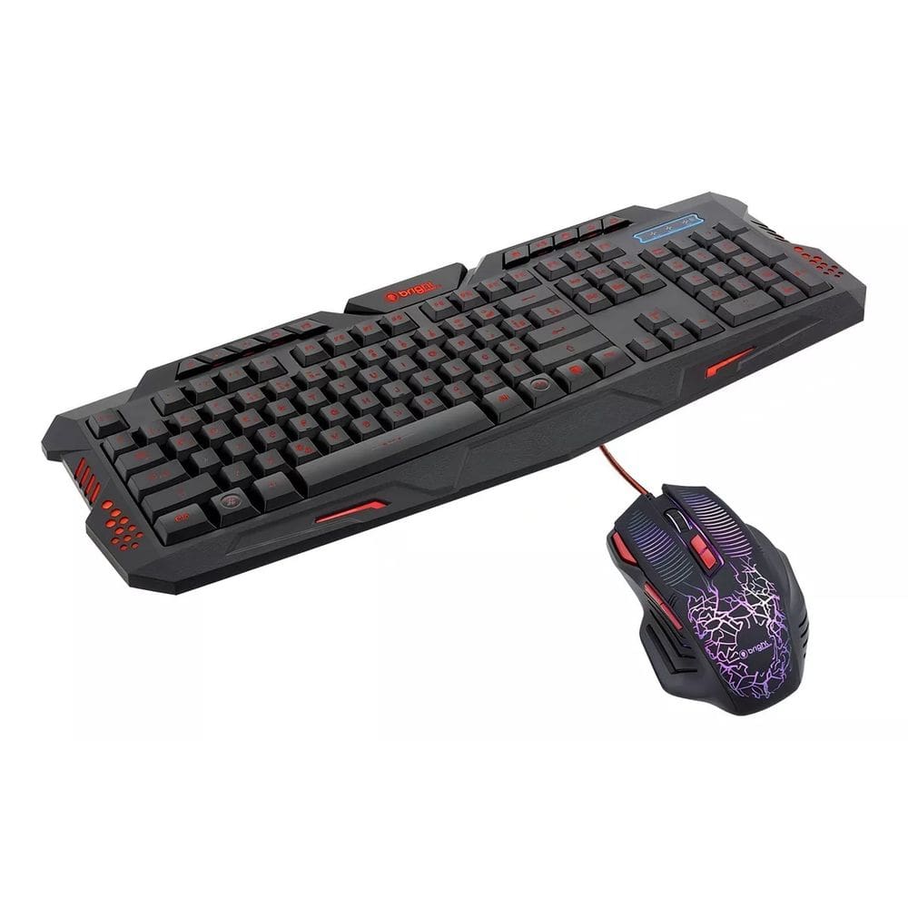Kit Gamer Bright 594 Teclado E Mouse Preto Rgb Led Abnt2