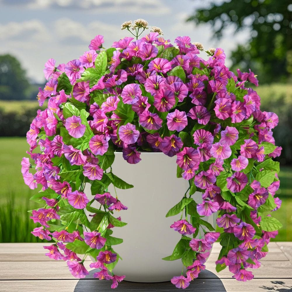 Flores artificiais INQCMY Outdoor Spring Decor Morning Glory
