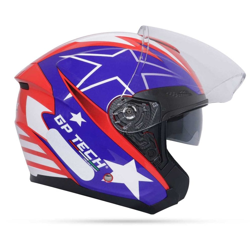 Capacete Gp Tech Aberto Usa Azul/Vermelho