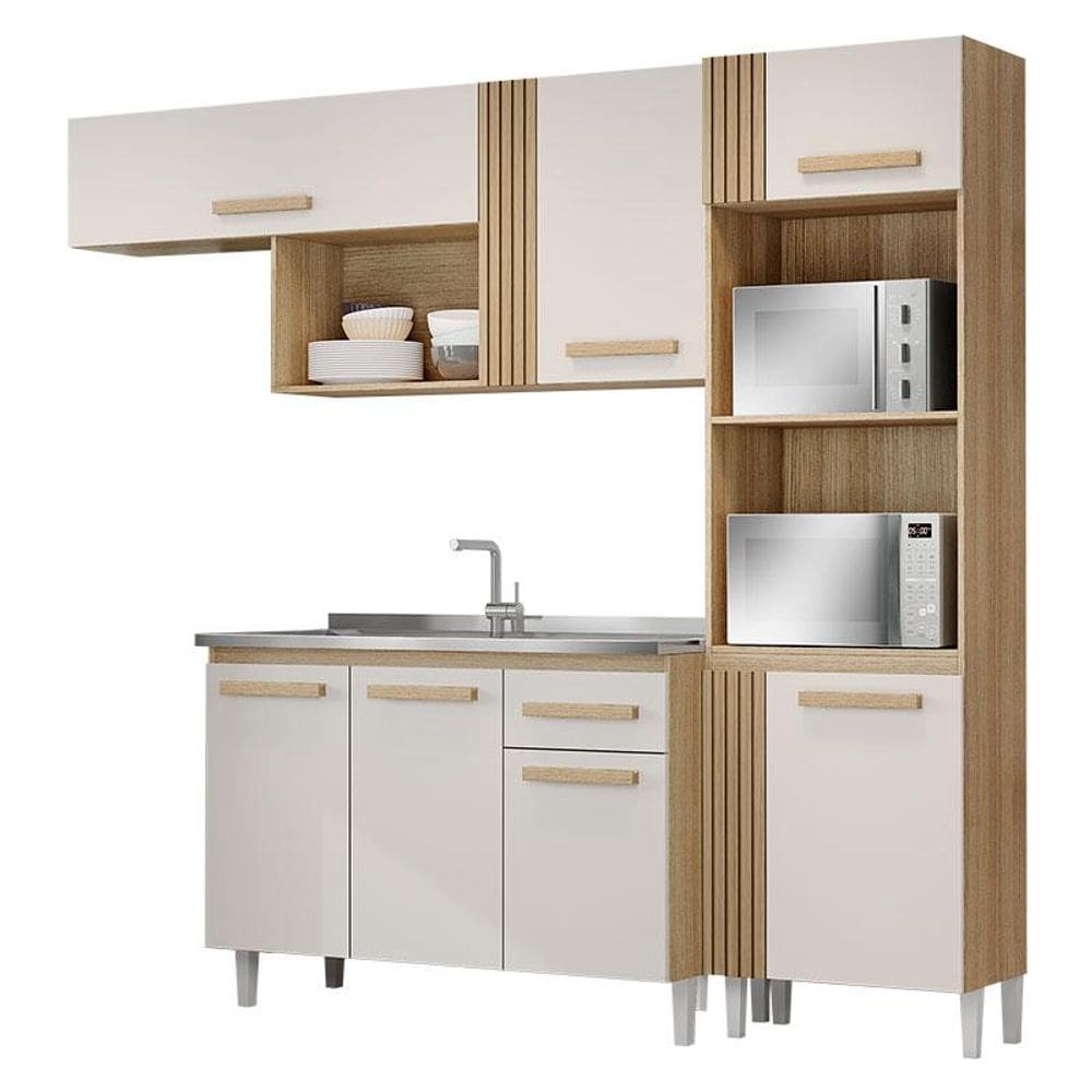 Cozinha Compacta Vitória com Balcão de Pia Atacama Off White - Aramóveis