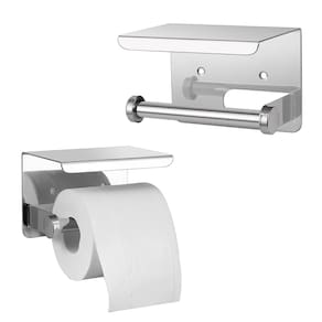 Suporte Papel Higienico Inox Banheiro Lavabo Kit 2 unidades Prateleira Porta Objeto Celular Apoio Parede Resistente Multiuso Organizaçao