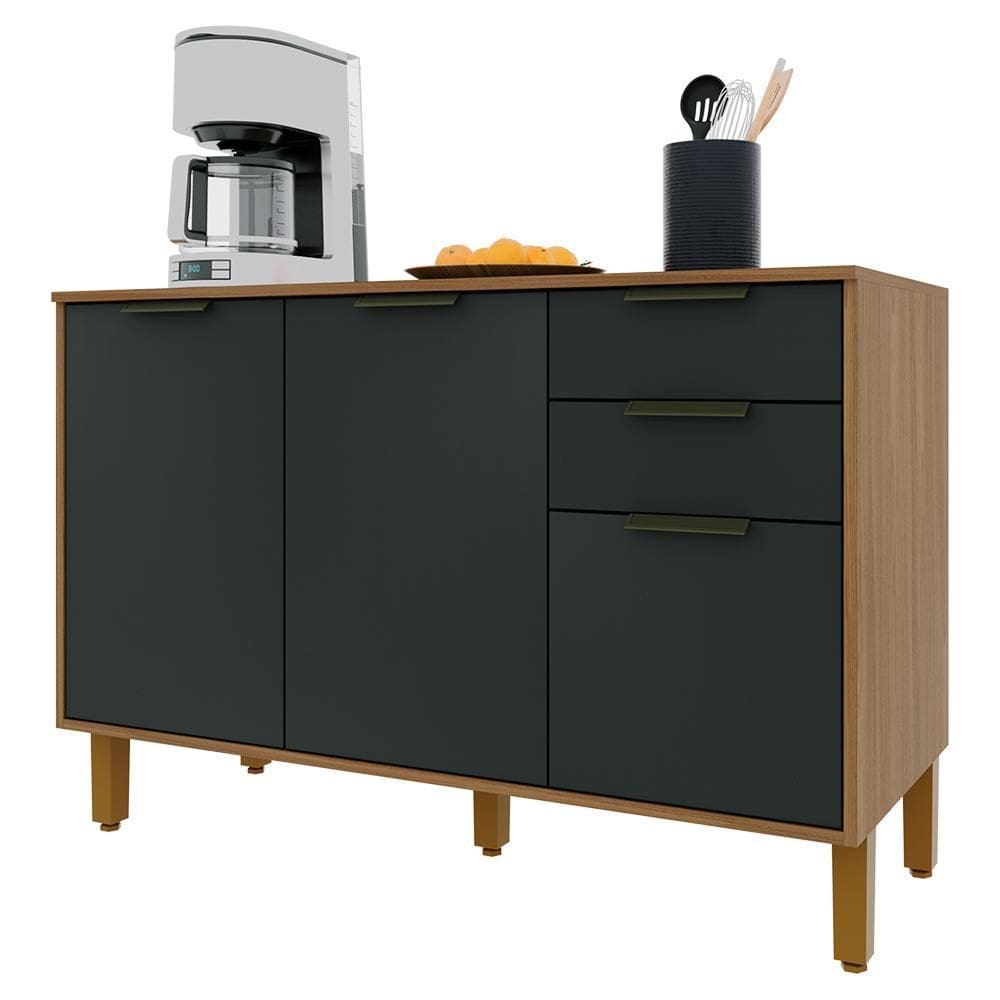 Balcão de Cozinha Toronto 120cm 3 Portas e 2 Gavetas com Tampo MDP - Indékes