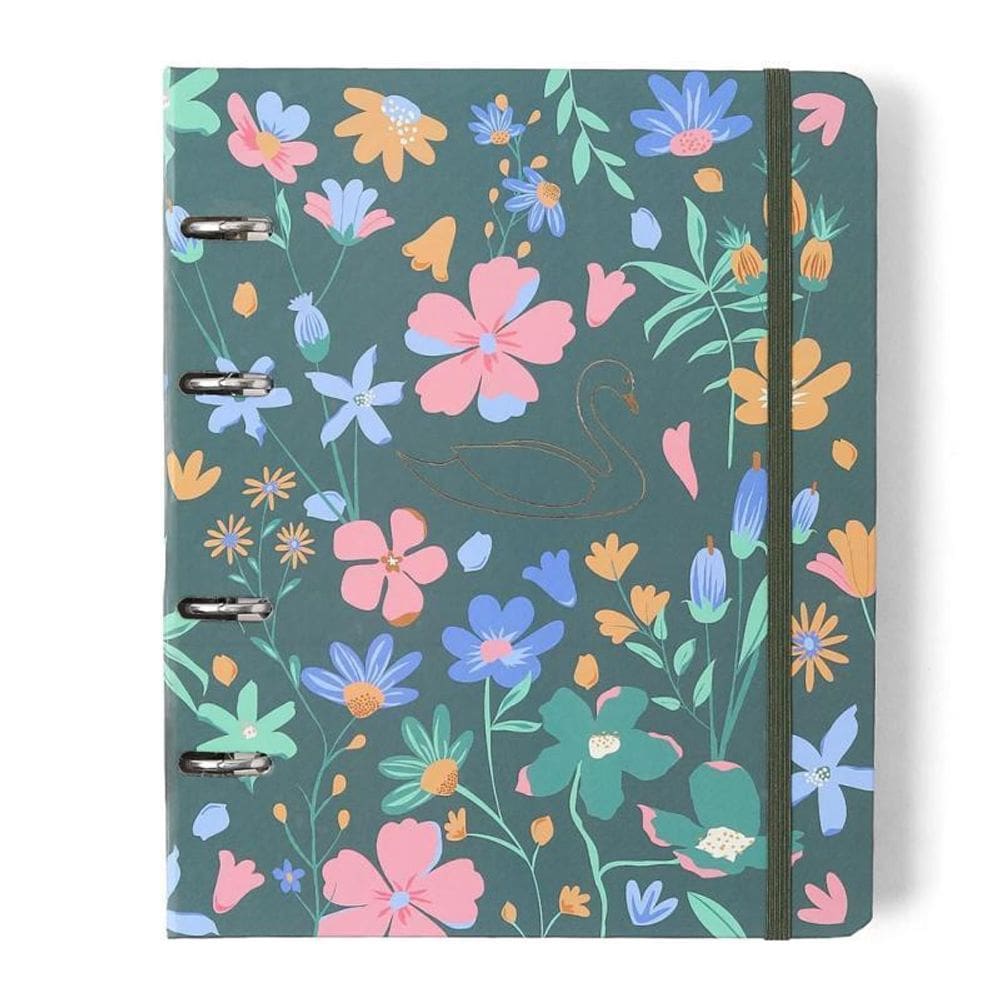 Caderno Criativo Argolado Lagoa Pautado 17X24 Cisne Floral