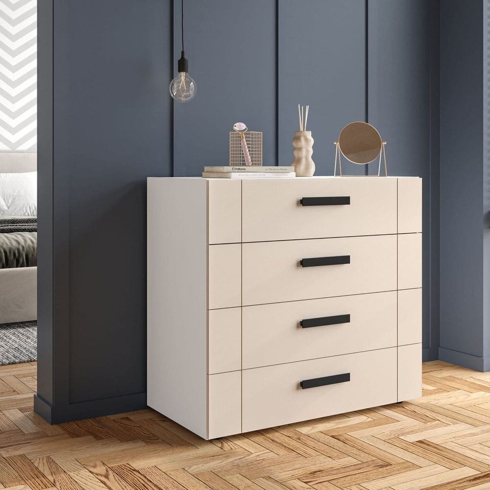 Cômoda 4 Gavetas Lisboa Politorno Móveis Branco/Creme