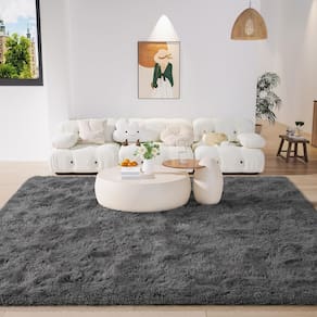 Tapete Area LOCHAS Ultra Soft de 4 x 6 pés para sala de estar, quarto, cinza