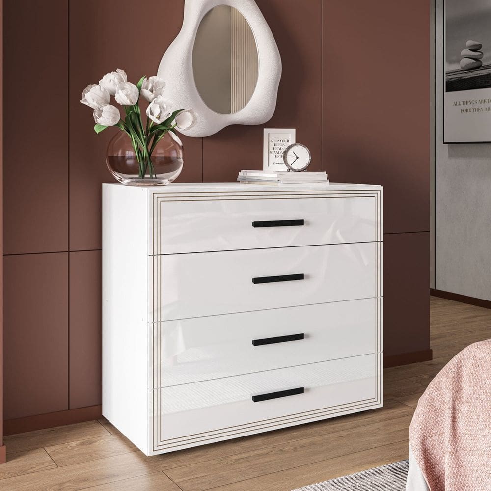 Cômoda 4 Gavetas Valência Politorno Móveis Branco