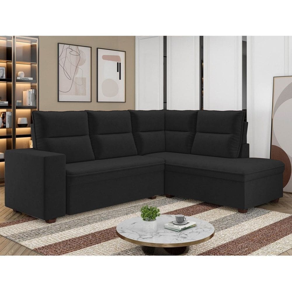 Sofá Canto Arruba Tamanho 220cm X 180cm Preto