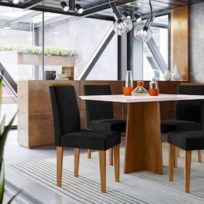 Conjunto Sala de Jantar Mesa Anitta 120cm com 4 Cadeiras Ana Off White