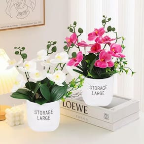 Decoração artificial em vaso de orquídea LADADA 28 cm branca (2 unidades)