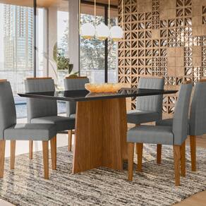 Conjunto Sala de Jantar Mesa Anitta 160 Cm com 6 Cadeiras Ana Preto