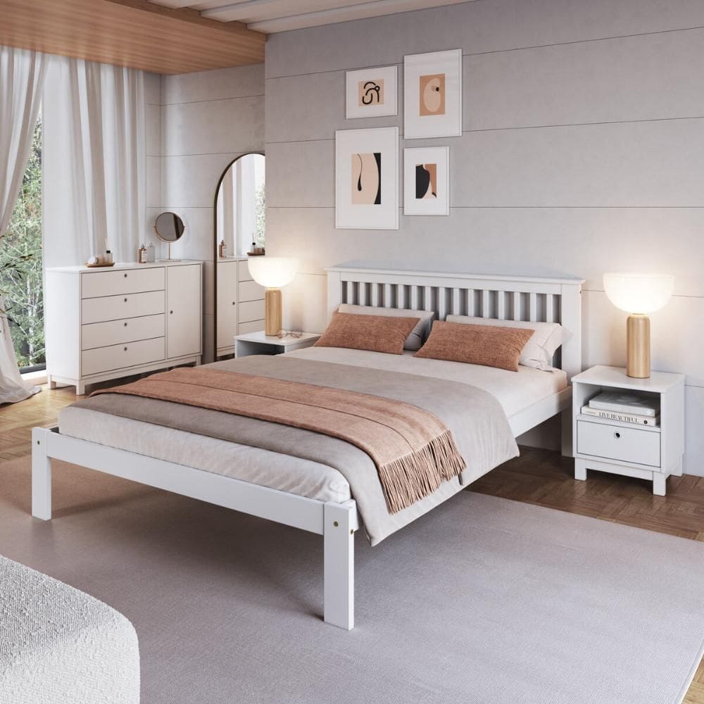 Cama de Casal de Madeira Maciça para Colchão 138x188cm Multimóveis CR35273