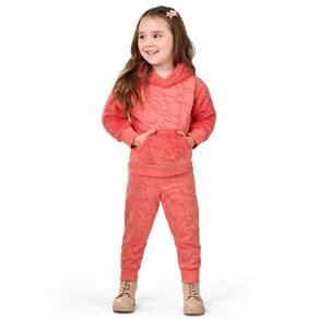 Conjunto Infantil Menina Elian Salmão Moletom Felpado Inverno