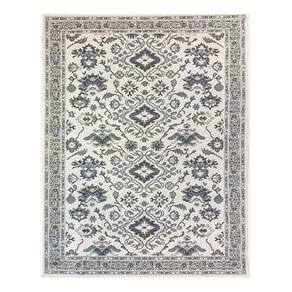 Tapete Sala Oriental 100X150 Cm Cinza Azul Sem Pelo