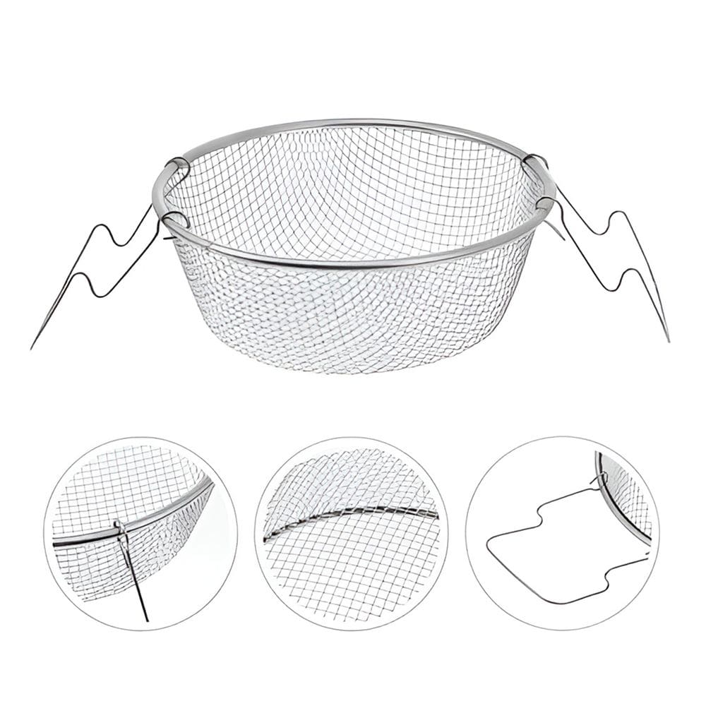 Cesto Fritura Batata Frango Aço Inox com Alça Redondo 20cm