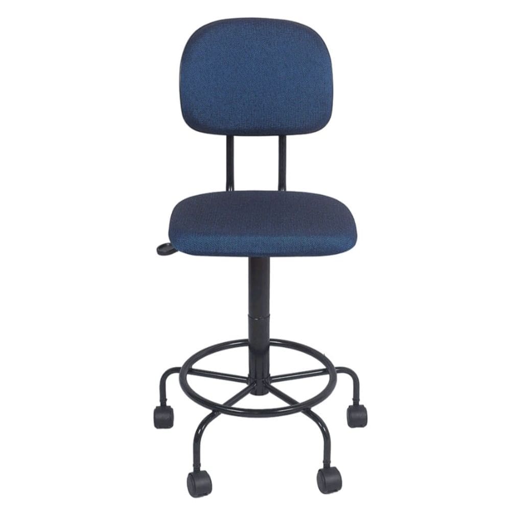 Cadeira caixa alta L duplo base semi  tecido azul
