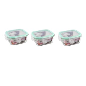 Jogo de 3 Potes 520ml Vidro Fechamento Hermético 4 Travas Marmita