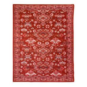 Tapete Sala Oriental 100X150 Cm Vermelho Tipo Belga Sem Pelo