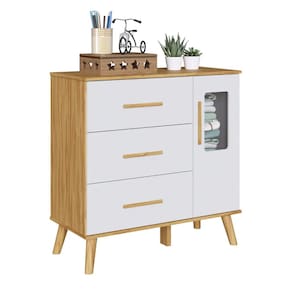 Comoda Infantil Moveis Peroba Sky 03 gavetas 01 porta MDF