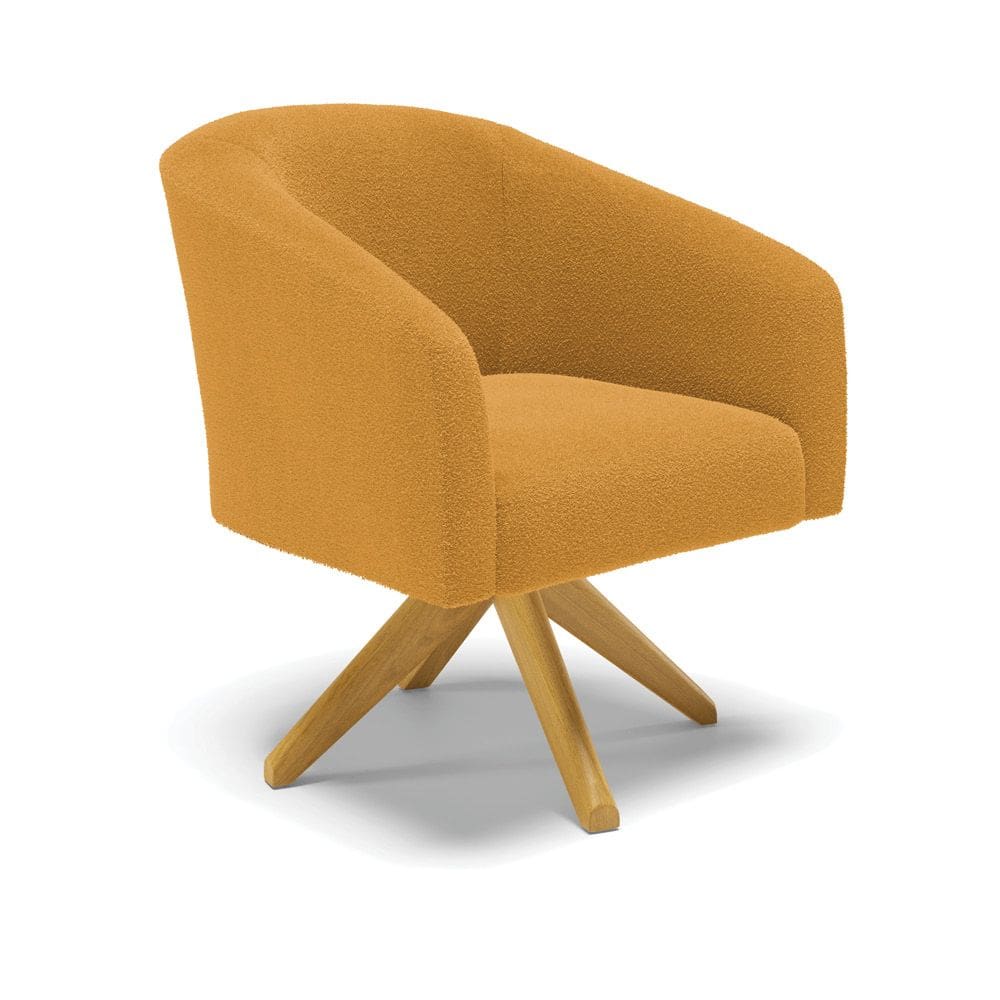 Poltrona Decorativa Giratória MA30 Stella Bouclê Mostarda - D`Rossi