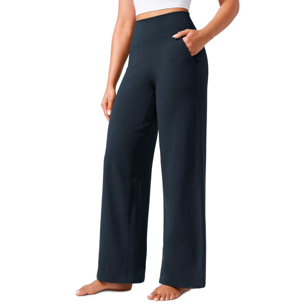 Calças de ioga CRZ YOGA Butterlift de cintura alta, perna larga, azul marinho L