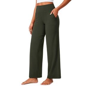 Calças de ioga CRZ YOGA Butterlift de cintura alta, perna larga, verde oliva
