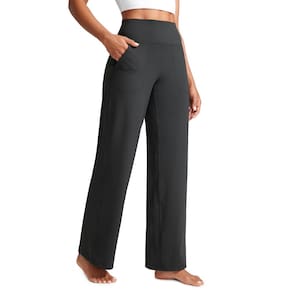 Calças de ioga CRZ YOGA Butterlift de cintura alta, perna larga, cinza