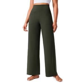 Calças de ioga CRZ YOGA Butterlift de cintura alta, perna larga, verde oliva