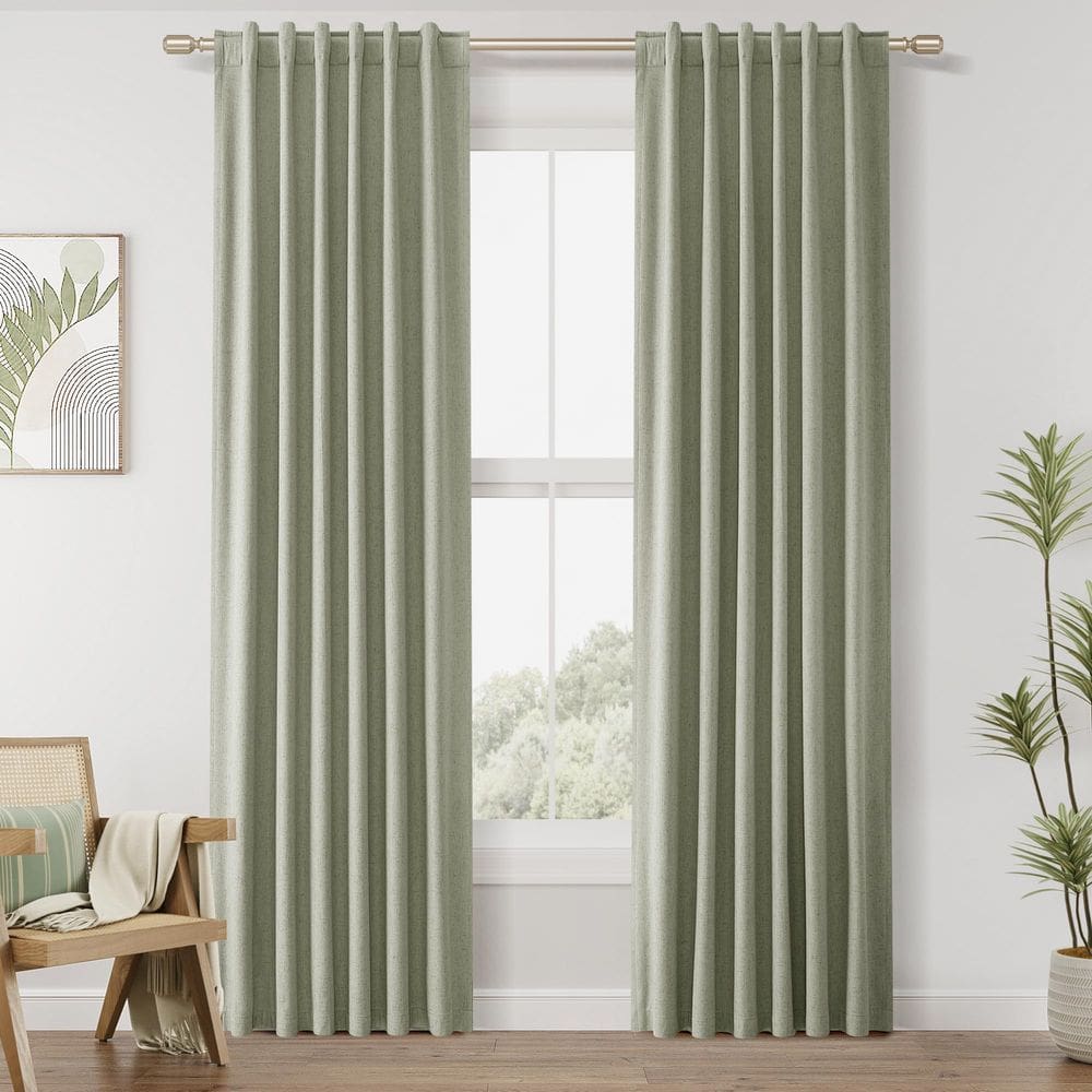 Cortinas Guken Sage Green Linen Blackout 107x213cm 100% Blackout