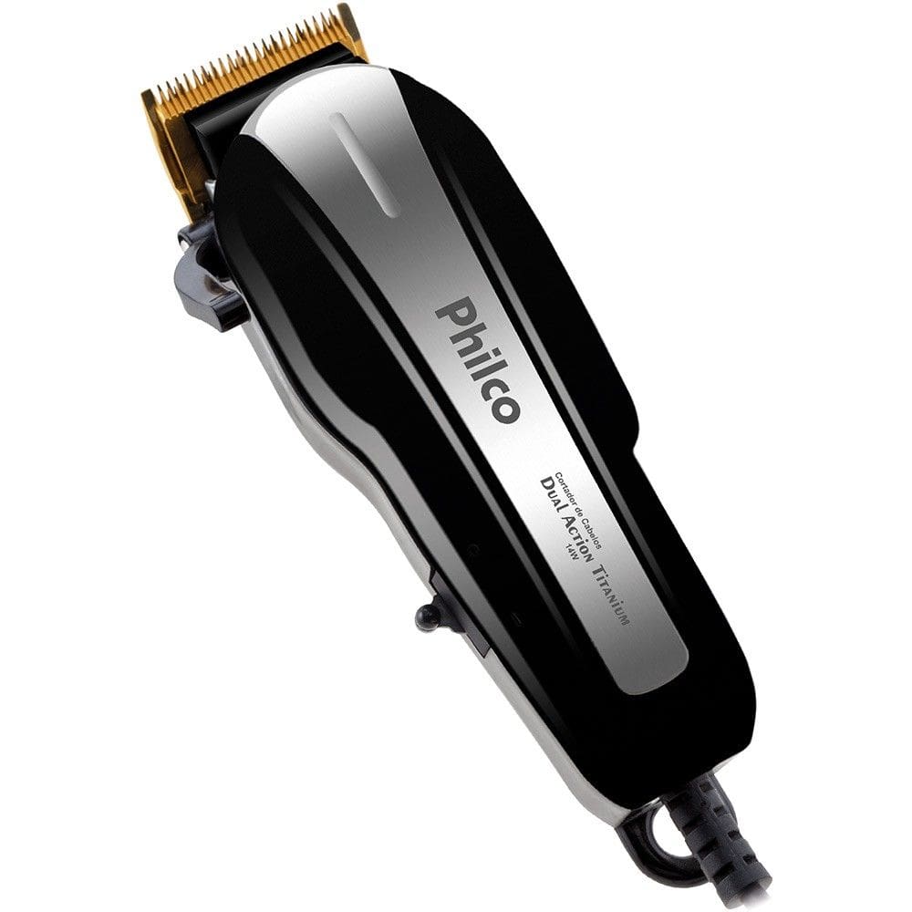 Maquina de Cortar Cabelo Philco 127V Laminas de Titanio 14w Preta
