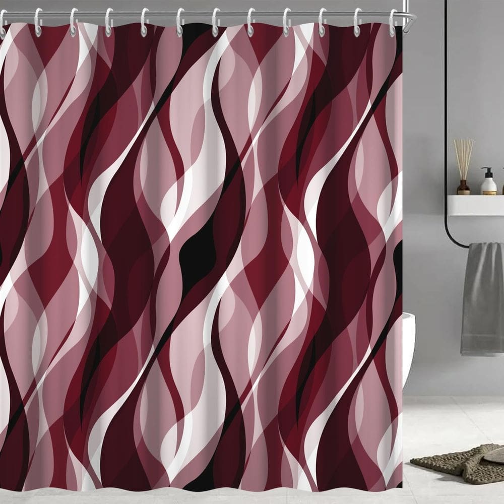 Cortina de chuveiro Ruelvth Burgundy Modern Abstract Ombre 180x200cm